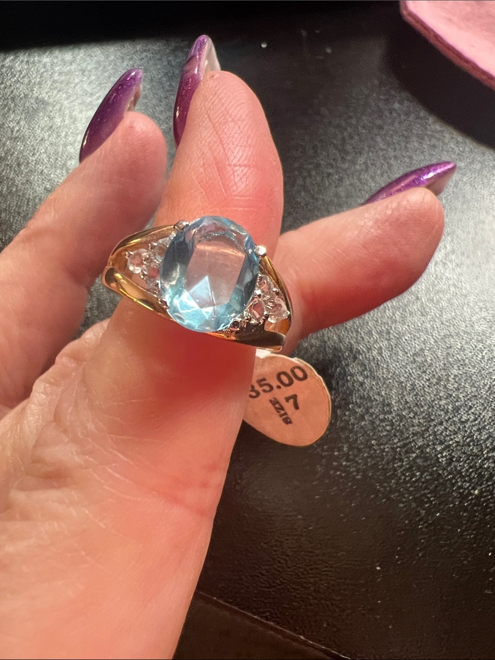 Gold Blue Topaz Cocktail Ring - Women Jewelry